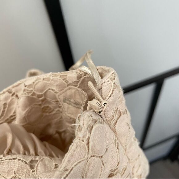 [S] Creme Beige Floral Lace Pattern Hi Waisted Aline Skirt | Forever 21 | Women - Picture 6 of 11